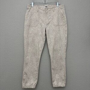 Paige Mayslie Jogger Pants Nocturnal Leopard Print Size 30 High Rise Zip Cuffs